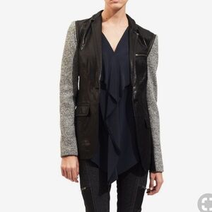 - Cut25 by yigal Azrouel lamb leather and tweed jacket combo mix media 6